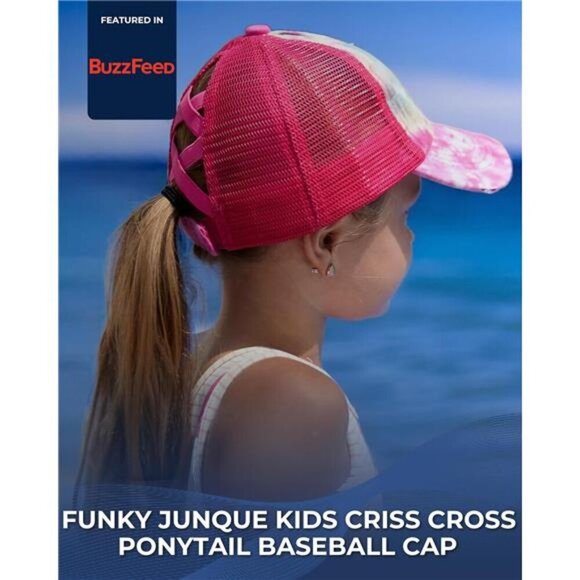 Kids High Ponytail Baseball Cap Criss Cross Messy Bun main image 7